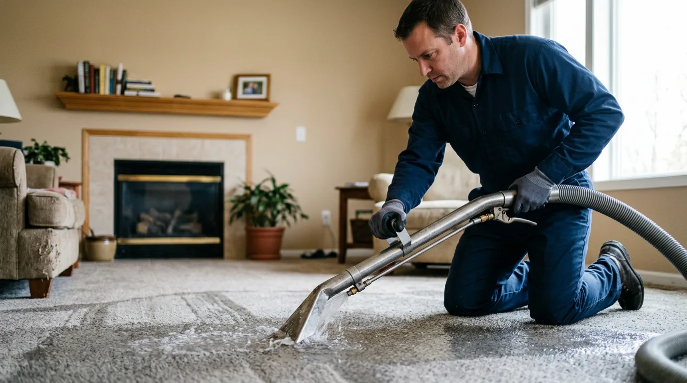 Water damage restoration technician working near Scottsburg, IN